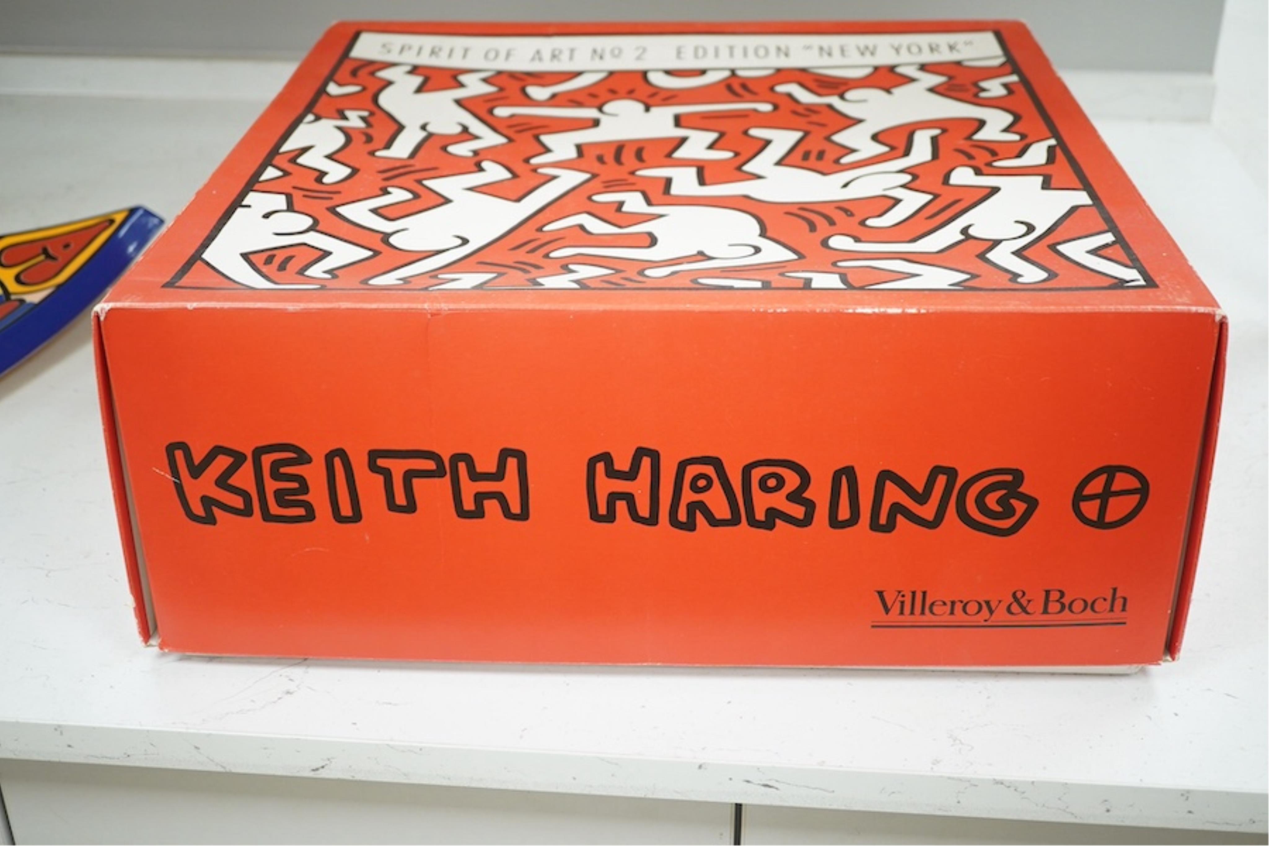 Keith Haring (American, 1958-1990), Spirit of Art No.2, Edition New York porcelain dish manufactured as a limited edition by Villeroy & Boch in 1992, numbered 427/750, 39cm wide. Condition - good